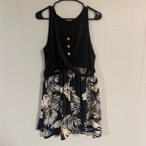 Cupshe Black and Cream Leaf Print Mini Dress